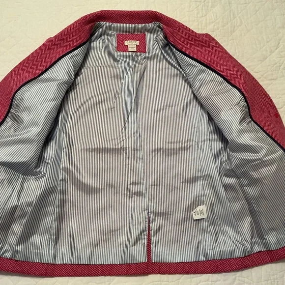 J. Crew Pink Herringbone Wool-Blend Fully Lined Women’s Blazer Size 6 - Picture 5 of 14